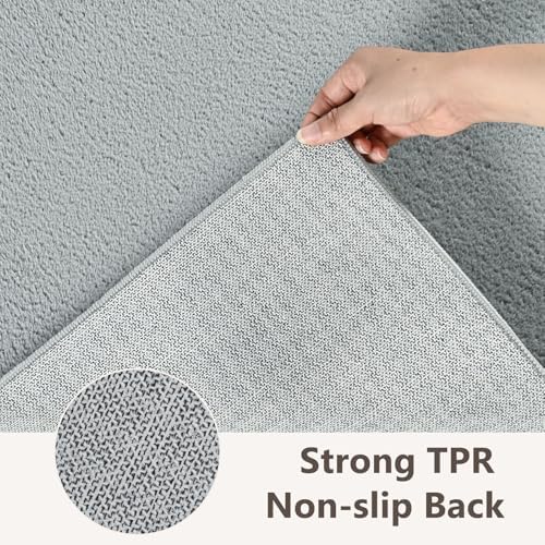 6x9 Large Light Grey Solid Area Rug Washable Non-Slip for Living Room - Image 6