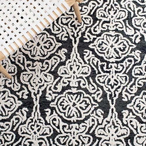SAFAVIEH Blossom Collection Accent Rug - 4' x 6', Black & Ivory, Handmade Wool, Ideal for High Traffic Areas in Entryway, Living Room, Bedroom (BLM112Z) - Image 7