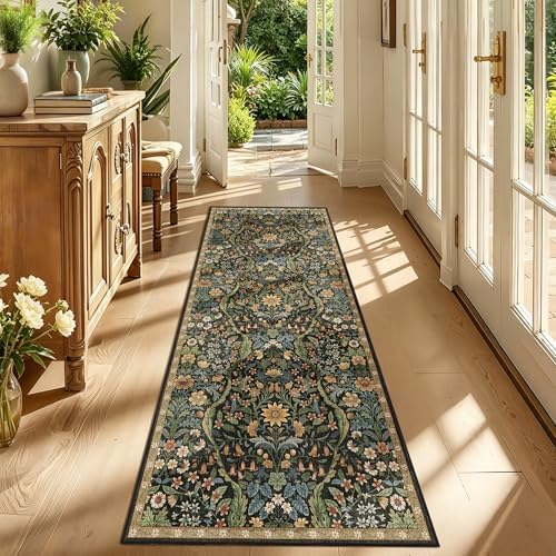 3x7 Floral Runner Rug for Kitchen Washable Hallway Runner Rug by NakedCloud