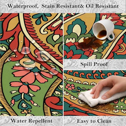 Arenarug Paisley Waterproof Outdoor Rug 5x8, UV Resistant, Terracotta - Image 3