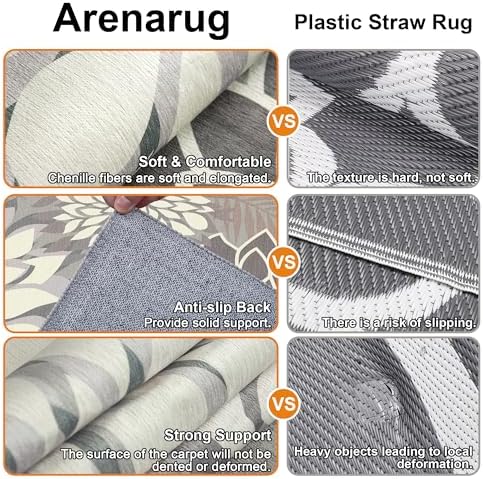 Arenarug Outdoor Rug Waterproof, Washable Patio Rug for Deck, 8x10, Taupe - Image 5