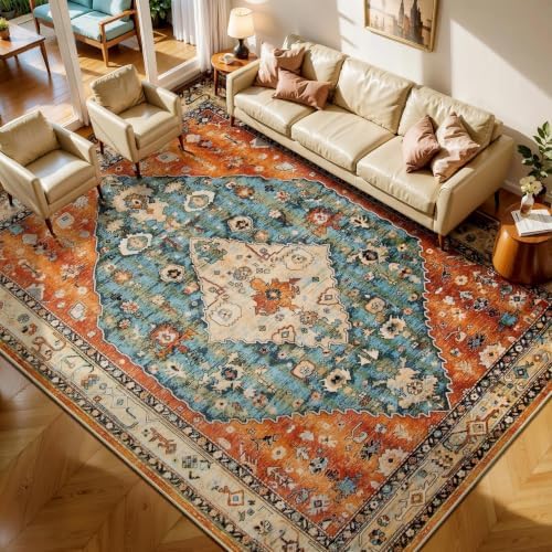 SERISSA 7x9 Washable Non Slip Boho Area Rug for Living Room by SERISSAHomeDecorCollection