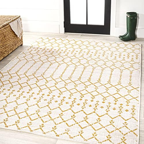 JONATHAN Y Moroccan Geometric Indoor Outdoor Area Rug 8X10 Cream/Yellow, Ourika Textured Weave for Backyard, Patio, Porch, Easy-Cleaning, High Traffic, Pet-Friendly, Non-Shedding (SMB108J-8) - Image 4
