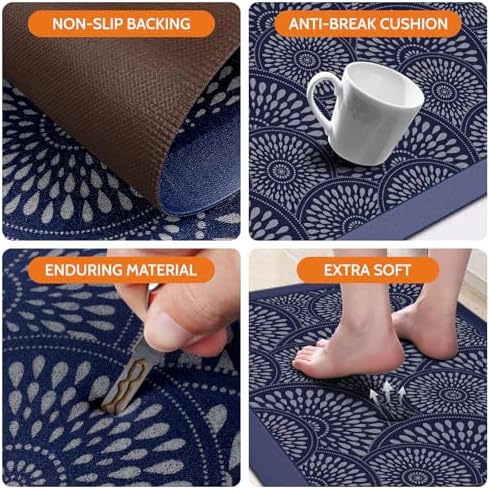 Mattitude Kitchen Mat, 17.3x39in Heavy Duty Ergonomic Comfort Foam Standing Desk Mat, Waterproof Non-Slip Standing Mats and Rugs for Kitchen, Office, Laundry, Blue - Image 3