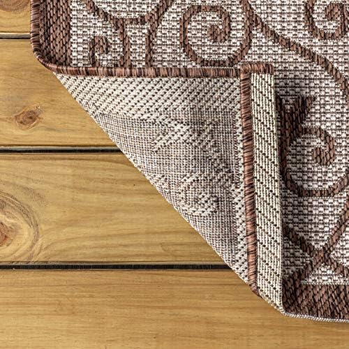 JONATHAN Y Vintage Filigree Indoor Outdoor Square Area Rug 8X8 Taupe/Espresso, Madrid Textured Weave for Backyard, Patio, Porch, Easy-Cleaning, High Traffic, Pet-Friendly, Non-Shedding (SMB107C-8SQ) - Image 5