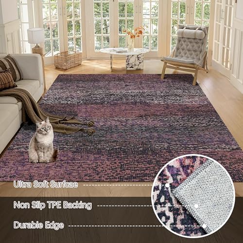 RUGSURE Washable Area Rug - 1/6 Thick - Stain & Water Resistant Non-Slip - Resistant Rug for Living Room, Bedroom, Nursery, Pet & Child Friendly, Vintage Charm Area Rugs (Burgundy, 6' x 9') - Image 5