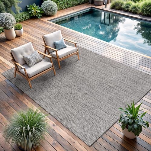 CAMILSON Outdoor Rug 8x10 Modern Area Rugs for Indoor and Outdoor Patios and Porches - Waterproof, Washable, Non-Shedding, Easy-to-Clean Outside Carpet (8 x 10, Solid - Silver Gray) - Image 4