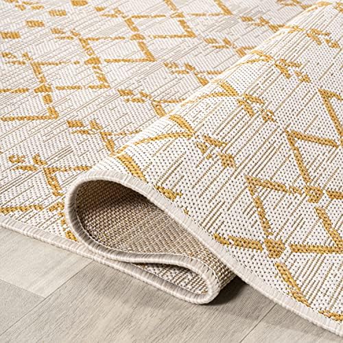 JONATHAN Y Moroccan Geometric Indoor Outdoor Area Rug 9X12 Cream/Yellow, Ourika Textured Weave for Backyard, Patio, Porch, Easy-Cleaning, High Traffic, Pet-Friendly, Non-Shedding (SMB108J-9) - Image 6