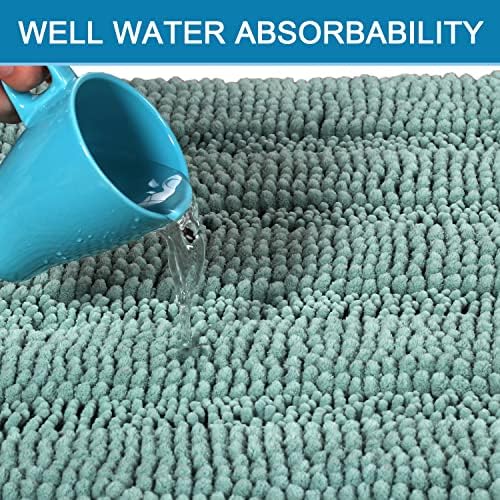 H.VERSAILTEX Bathroom Rugs Bath Rug Set 2 Piece Bathroom Contour Rug Toilet Mat Sets Non Slip Contour Bath Rug Ultra Thick Water Absorbent Striped Bath Mats(20" x 32" Plus 20" x 20" U, Eggshell Blue) - Image 5
