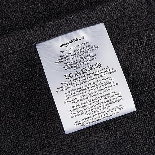 Amazon Basics Banded 100% Cotton Machine Washable Bathroom Bath Rug Mat, 31" x 20", Black - Image 4