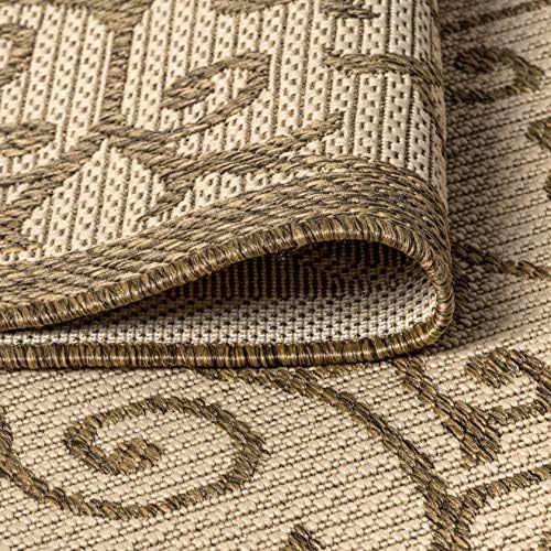 JONATHAN Y Vintage Filigree Indoor Outdoor Round Area Rug 5 Ft Beige/Brown, Madrid Textured Weave for Backyard, Patio, Porch, Easy-Cleaning, High Traffic, Pet-Friendly, Non-Shedding (SMB107B-5R) - Image 5