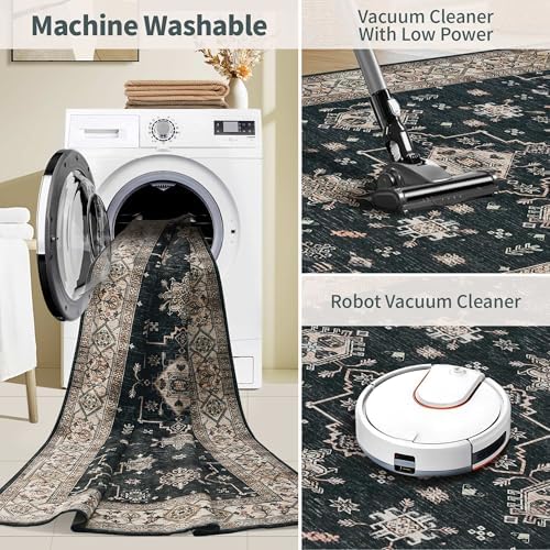 Rugxara Black Area Rugs 5x7 Washable Rug for Living Room Bedroom - Image 5