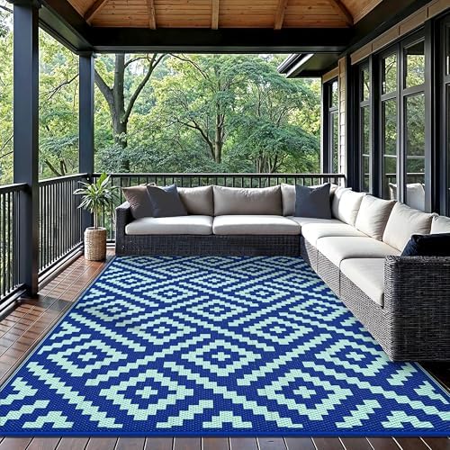 GENIMO Outdoor Rug, Waterproof Plastic Rugs for Patio, 6'x9' Royal Blue - Image 2