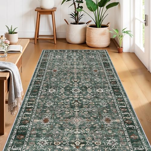 Washable Hallway Runner Rug 4x12: Green 12ft Runners for Hallways Non Slip - Image 4