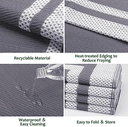 HappyTrends Outdoor Rug Portable Plastic Straw Camping Rugs for Outside RV - Image 4