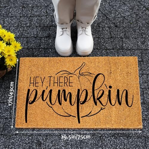 Pumpkin Doormat Fall Decor, Natural 100% Coco Coir Fiber Welcome Rugs with Heavy Duty Backing, Halloween Thanksgiving Front Porch Entryway Floor Mats, Indoor Outdoor Autumn Mats - Image 2