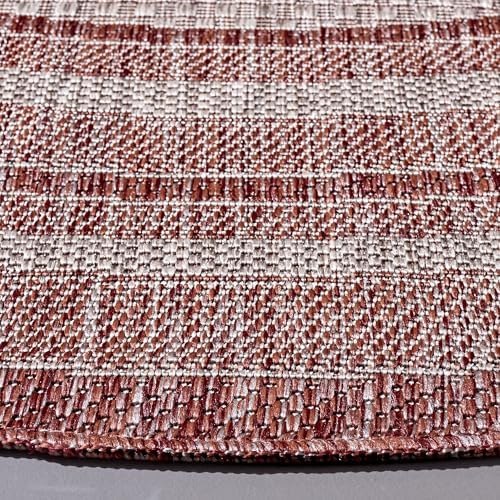 SAFAVIEH Washable Rug Outdoor Courtyard Collection - 6'7" Round, Grey & Red, Non-Shedding & Easy to Clean, Ideal for Patio, Backyard, Deck, Mudroom (CY8475-36512) - Image 3