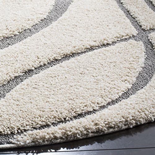 SAFAVIEH Florida Shag Round Rug 9', Soft Plush Cream & Grey SG471-1180 - Image 5
