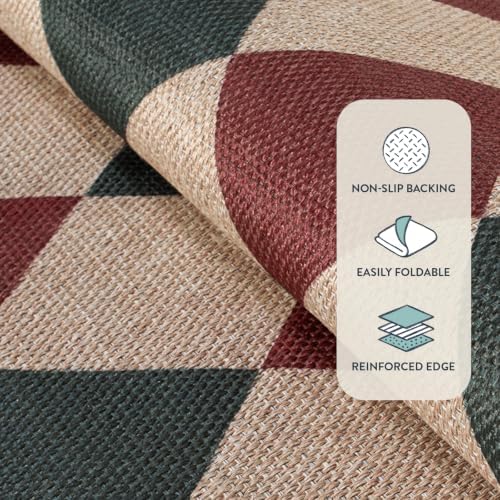 Lahome Christmas Rug, 5x7 Christmas Decor Rugs for Living Dining Room Non Shedding Washable Carpet, Checkered Red and Green Non Slip Stain Resistant Indoor Carpet for Patio Office Xmas Holiday Decor - Image 5