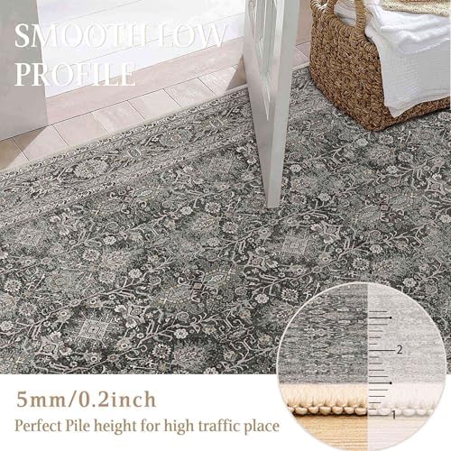 PureCozy Black Small Area Rug 3x5 Vintage Traditional Distressed - Image 5