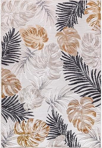 CAMILSON Indoor Outdoor Rug, Yellow 6’x9’ Leaf Tropical Botanical Area Rugs for Indoor and Outdoor patios, Easy-Cleaning Non-Shedding Living Room, Garden and Kitchen Washable Outside Carpet (6x9) - Image 3