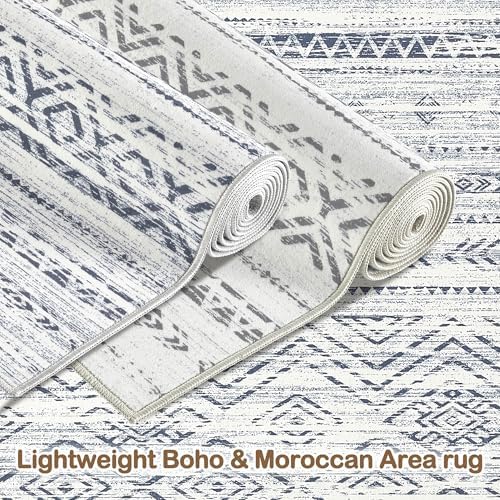 Tortania Area Rug Living Room Rugs- 9x12 Washable Large Soft Neutral Boho Moroccan Bohemian Farmhouse Rug Indoor Floor Carpet for Bedroom Under Dining Table Home Office Decor - Dark Blue - Image 5