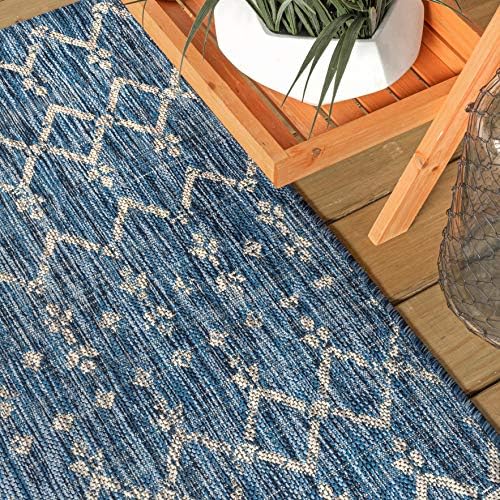 JONATHAN Y Moroccan Geometric Indoor Outdoor Square Area Rug 7X7 Navy/Light Gray, Ourika Textured Weave for Backyard, Patio, Porch, Easy-Cleaning, High Traffic, Pet-Friendly, Non-Shedding SMB108B-7SQ - Image 4