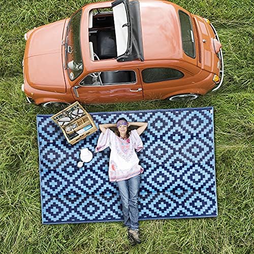 SAND MINE Reversible Mats, Plastic Straw Rug, Modern Area Rug, Large Floor Mat and Rug for Outdoors, RV, Patio, Backyard, Deck, Picnic, Beach, Trailer, Camping, Blue, 5' x 8' - Image 5