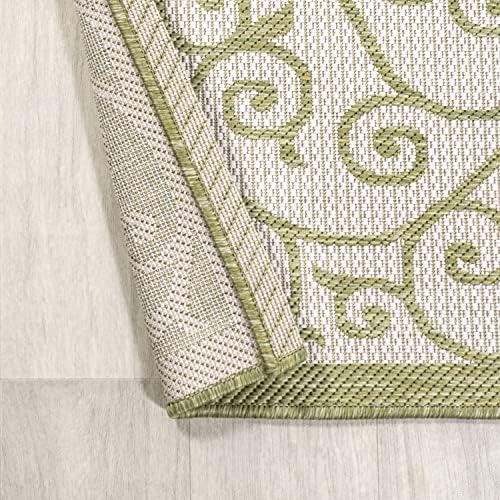 JONATHAN Y Vintage Filigree Indoor Outdoor Runner Rug 2X8 Green/Cream, Madrid Textured Weave for Backyard, Patio, Porch, Easy-Cleaning, High Traffic, Pet-Friendly, Non-Shedding (SMB107H-28) - Image 6