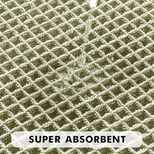 MIULEE Set of 2 Waffle Bathroom Rugs Sage Green Bath Mat 17"x24"+20"x32" - Image 3