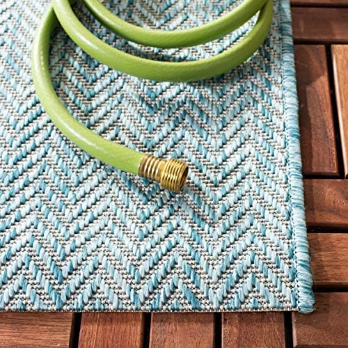 SAFAVIEH Courtyard Outdoor Area Rug 5'3"x7'7", Aqua & Grey CY8022-37121 - Image 4