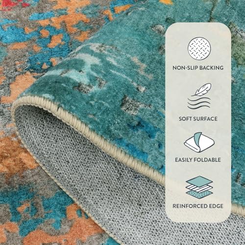 Lahome Modern Abstract Area Rug 6x9 Rugs for Living Room, Washable Accent Bedroom Rug Low Pile Non Slip, Colorful Soft Indoor Contemporary Carpet for Dining Room Table Apartment - Image 6
