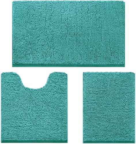 HOMEIDEAS Bathroom Rugs Set of 3, Super Soft Absorbent Chenille Bath Rugs by HOMEIDEAS