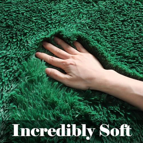 Dark Green Area Rugs for Bedroom Living Room, 4x6 Fluffy Bedside Throw Rug - Image 2