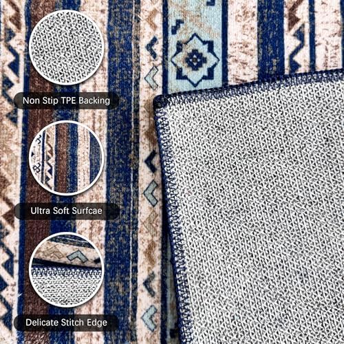RUGSURE Washable Area Rugs 8' x 10' - 1/6 Thick - Moroccan-Inspired -Stain & Water Resistant Non-Slip - Resistant Rug for Living Room, Bedroom, Nursery, Pet & Child Friendly (Blue and Brown) - Image 7