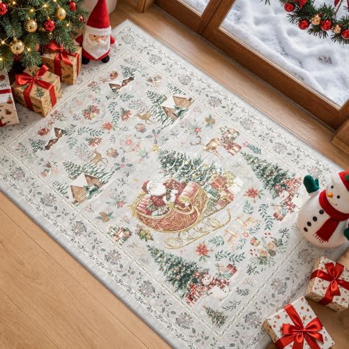 zesthome Christmas Area Rug 2x3, Washable Rugs for Entrance by Zesthome