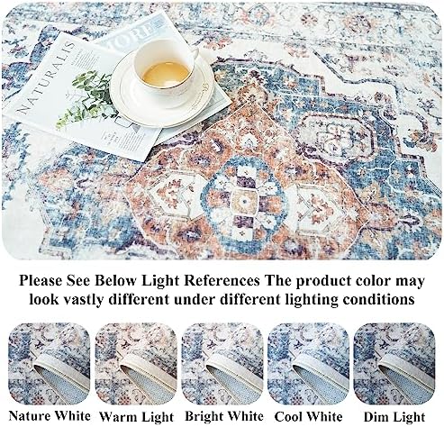 Washable 8x10 Living Room Rug: Oriental Water Resistant Rugs for Bedroom Dining Room Distressed Non Slip Ultra Soft Carpet for Nursery Farmhouse Medallion Home Decor Floor Decoration Mat(8x10 Brick) - Image 4