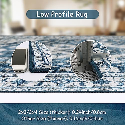 Moynesa Ultra-Thin Washable Runner Rug - 2x6 Blue Laundry Room Rug Washable Kitchen Runners Bathroom Carpet Runner, Oriental Printed Pet Friendly Hallway Runners for Bedroom Entrance Entryway RV - Image 5