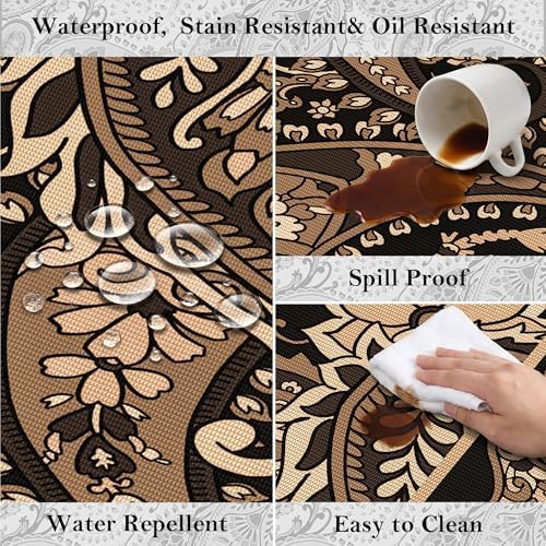 Arenarug Paisley Waterproof Outdoor Rug 8x10, UV Resistant, Taupe - Image 3