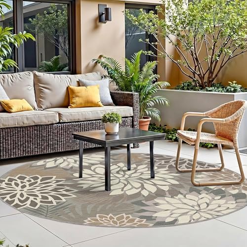 Arenarug Outdoor Rug Waterproof, Washable Patio Rug for Deck, 6x6, Taupe - Image 3