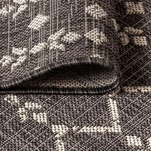 JONATHAN Y Moroccan Geometric Indoor Outdoor Round Area Rug 8 Ft Black/Gray, Ourika Textured Weave for Backyard, Patio, Porch, Easy-Cleaning, High Traffic, Pet-Friendly, Non-Shedding (SMB108F-8R) - Image 4