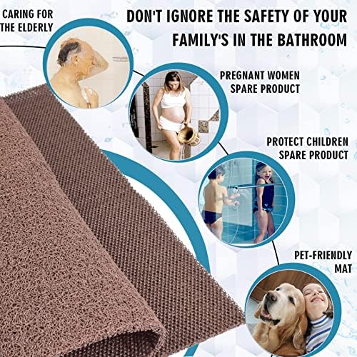 godehone Shower Mats Non Slip Without Suction Cups, PVC Loofah Bathroom Mats, Loofah Mats for Shower and Bathroom, Quick Drying, 23.6× 47.2 Inch, Brown - Image 3