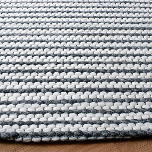 SAFAVIEH Marbella Collection Area Rug - 6' Round, Charcoal & Ivory, Flat Weave Wool Design, Ideal for High Traffic Areas in Living Room, Bedroom (MRB392H) - Image 4