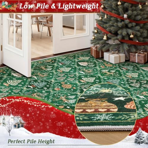 Madane Christmas Washable Kitchen Runner Rug 3x6, Green Runners for Hallway - Image 6