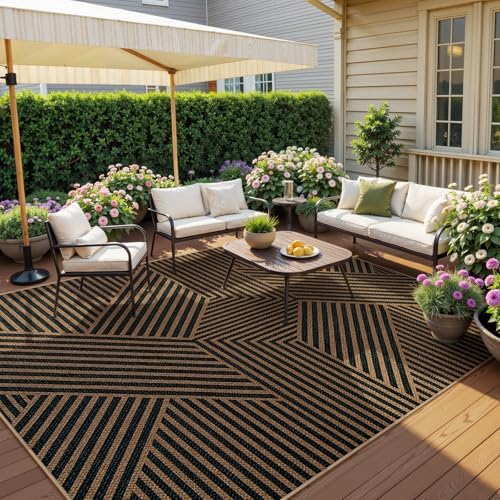 Lahome Modern Geometric Easy Jute Carpet, 6x9 Area Rugs for Living Room Outdoor Patio Washable Indoor Outdoor Dining Room Rug, Farmhouse Large Non Slip Carpet for Bedroom Backyard Office by Lahome