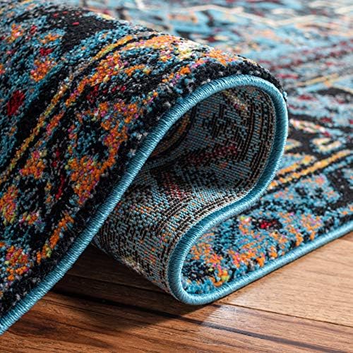 SAFAVIEH Vintage Hamadan Collection Area Rug - 3' Square, Light Blue & Black, Traditional Persian Design, Non-Shedding & Easy to Clean, Ideal for Living Room, Bedroom, Dining Space (VTH211M) - Image 7