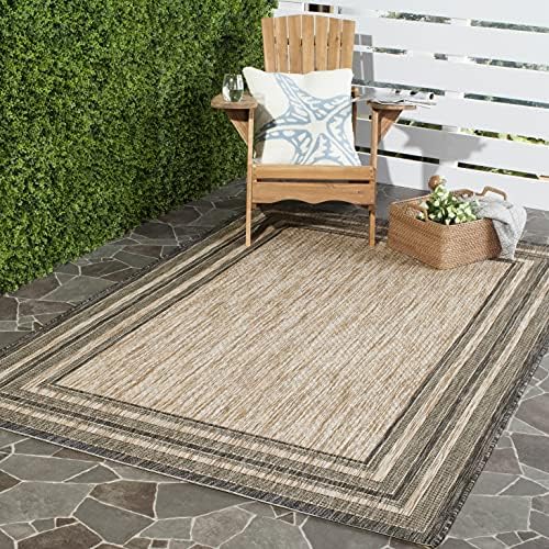 SAFAVIEH Courtyard Outdoor Square Rug 4', Natural & Black CY8475-37312 by Unknown
