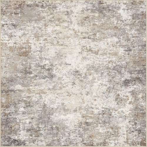 UERMEI Square Area Rugs : Washable 5x5 Neutral Modern Abstract Carpet for Living Room Bedroom - Soft Floor Mat with Non Slip Backing for Kitchen Nursery Dorms Farmhouse Home Decor - Brown Grey - Image 5