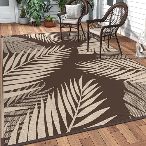 GENIMO Outdoor Rug, Waterproof Plastic Rugs for Patio, 5'x8' Coffee Beige by GENIMO
