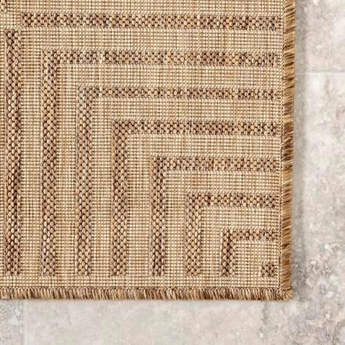 nuLOOM Asha Light Brown Bordered Indoor/Outdoor Area Rug, 9' 6" x 12' - Image 4